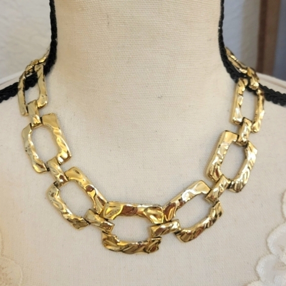 VTG 1990s Chunky Geometric Rectangle Hip Hop Unisex Baddie Collar Necklace - Picture 1 of 7